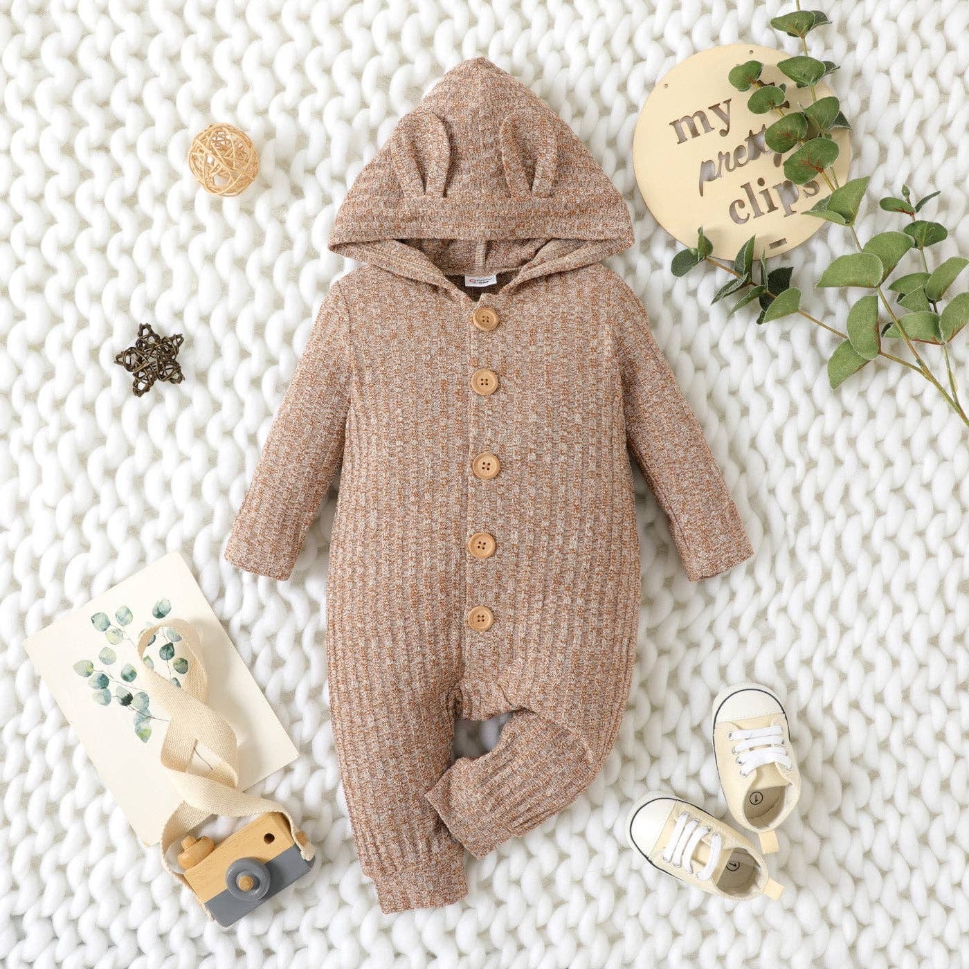 Infant Toddler Seafoam Knitted Check Sweater Romper