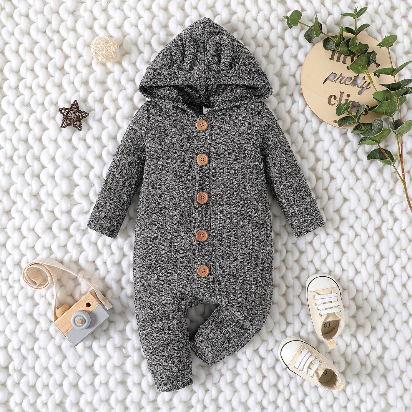 Infant Toddler Seafoam Knitted Check Sweater Romper